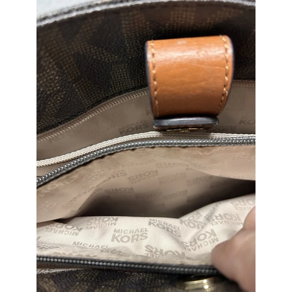 MICHAEL KORS Hamilton Large Shoulder Tote Monogram Brown Bags
